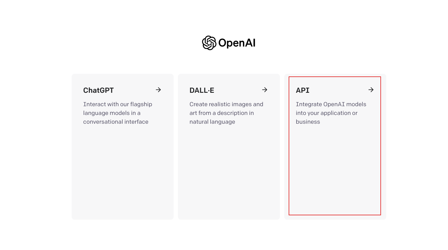 OpenAI API page